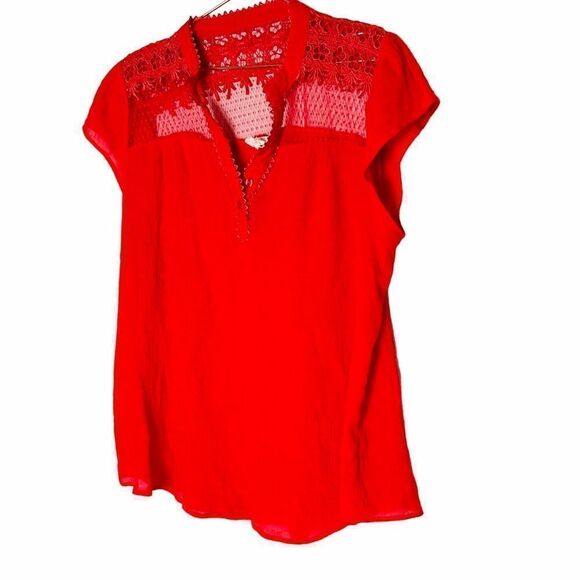 EUC Perch by Blue Pepper Red Lace Blouse 2XL - Picture 1 of 4